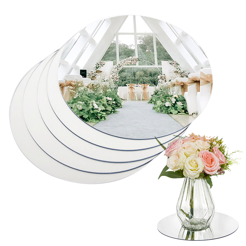 Desk Setup Background - 20cm Round Mirror Glass Tray Acrylic