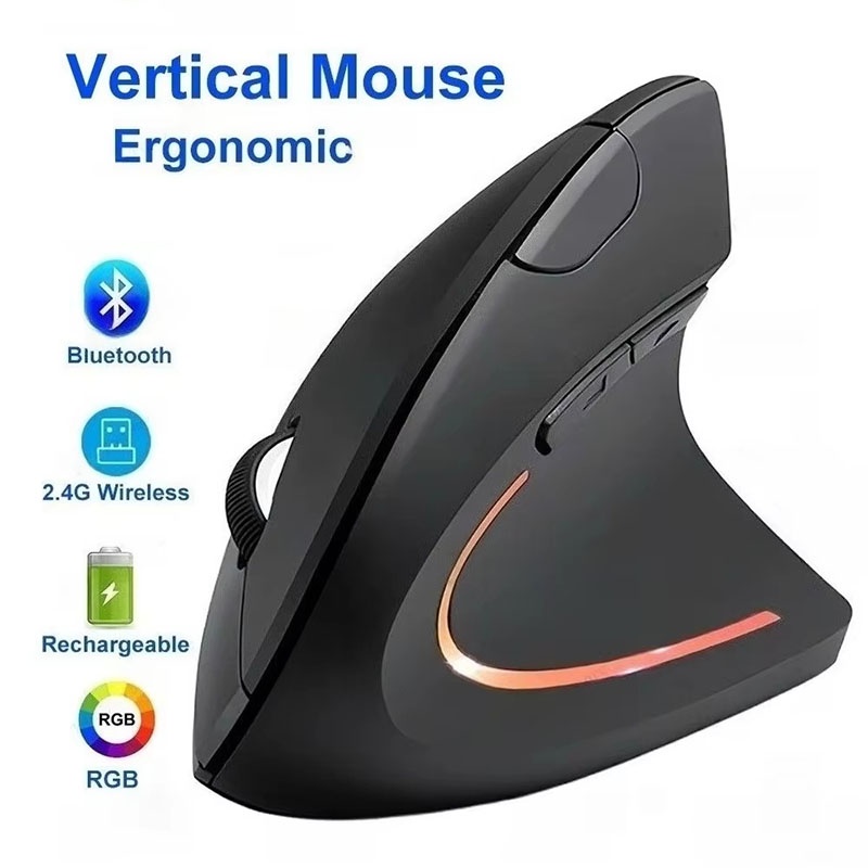 Ergonomic Desk Setup Keyboard - Ergonomically Compliant Vertical Mouse 2.4GHz Bluetooth