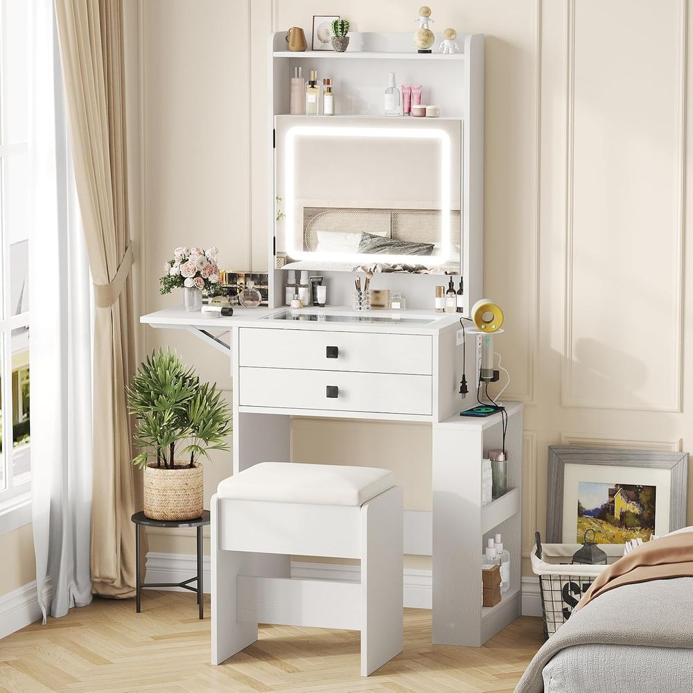 Desk Vanity Setup - Vabches Small Makeup Vanity Desk with