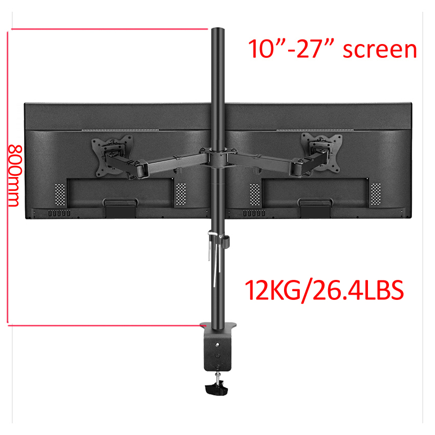 Desk Setup Monitor Arm - T902-280 360 Rotate Steel 10'-27' Dual