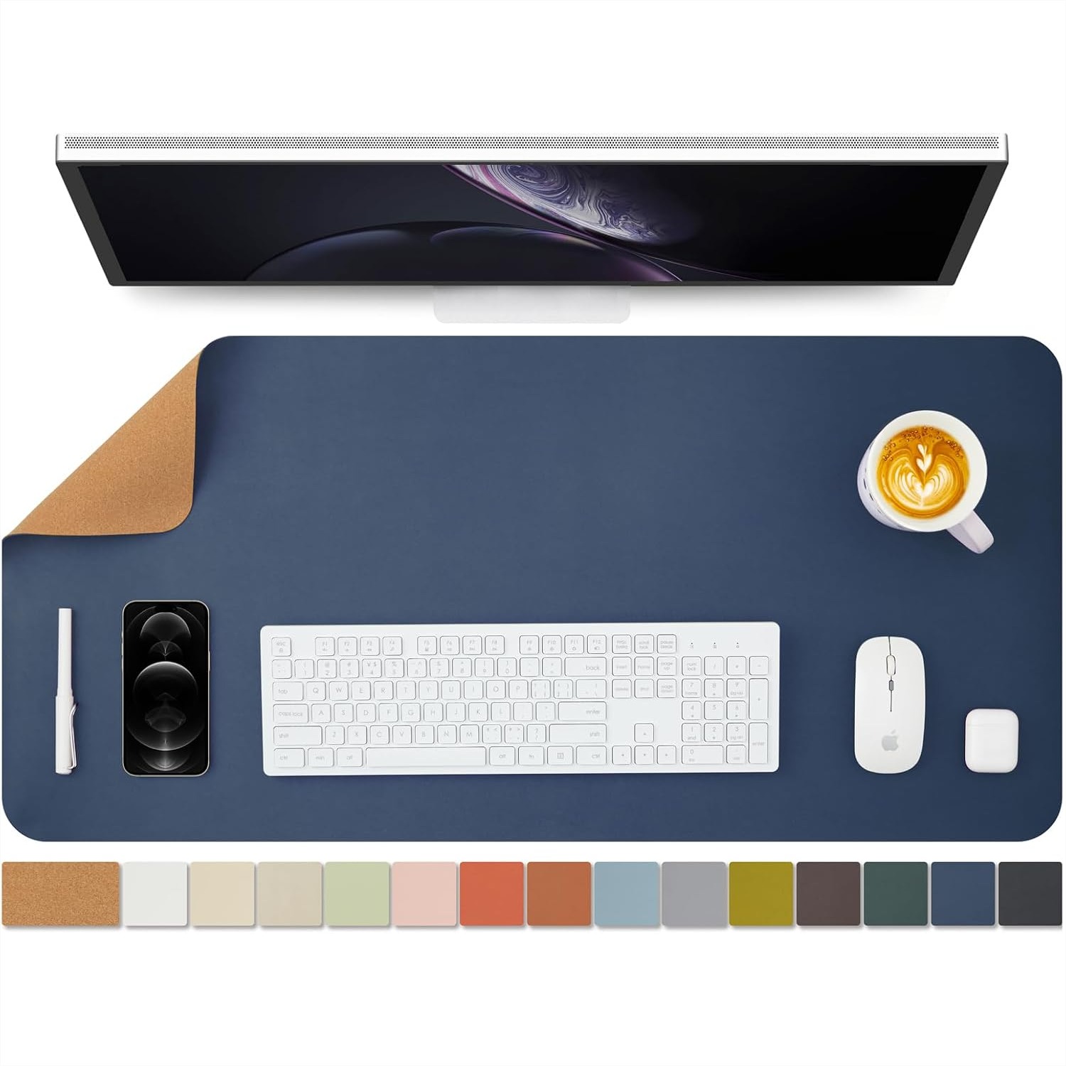Desk Pad Leather Large - Cork Desk Mat Dual-Sided Desk Pad