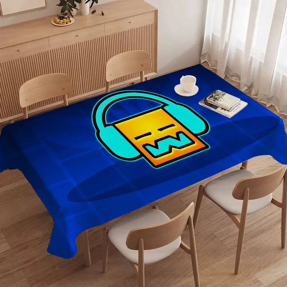 Desk Setup Wallpaper - Geometry Dash Video Game Tablecloth Table