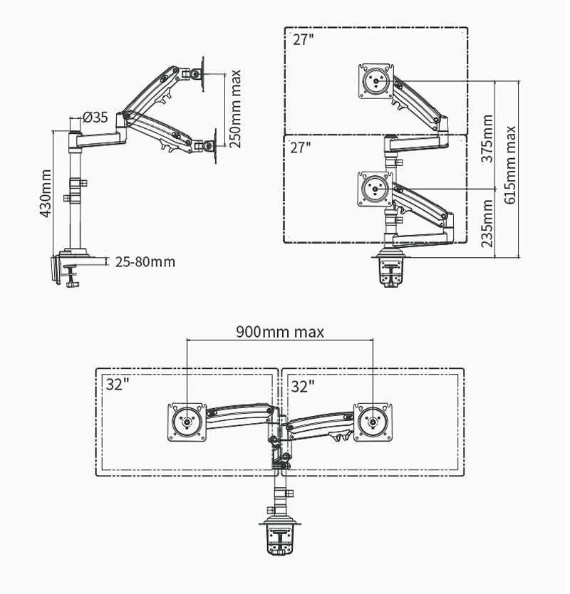 NB H180 FP-2 17'-27' LCD TV Mo - Desk Setup Monitor Arm 评论和价格