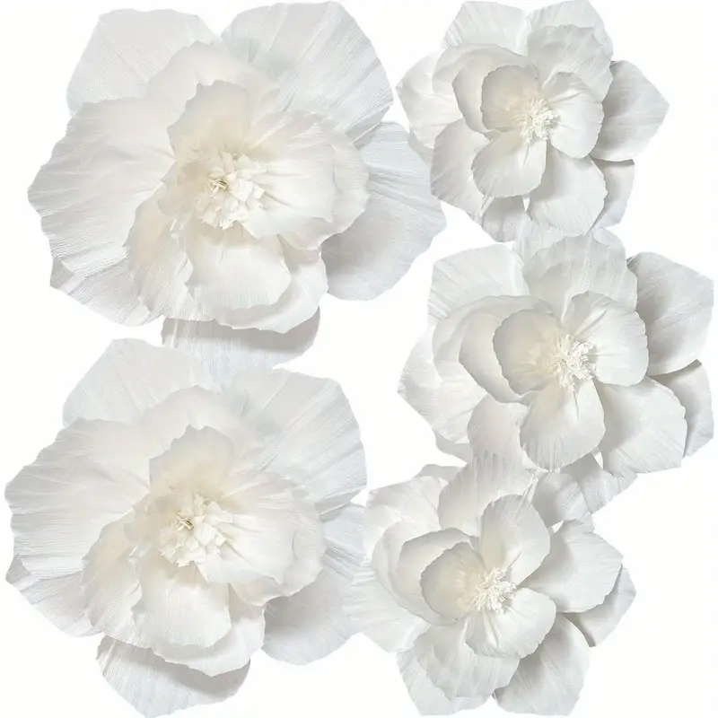 5 Packs of White Paper Flowers - Desk Setup Background 评论和价格