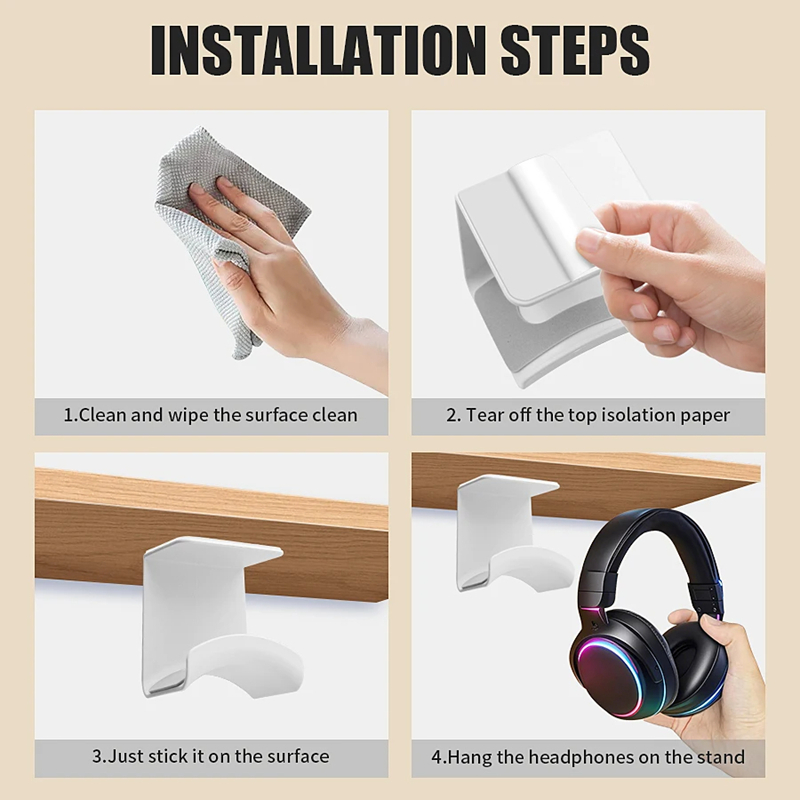 Universal Headphone Stand Adhe - Headphone Hook Under 评论和价格
