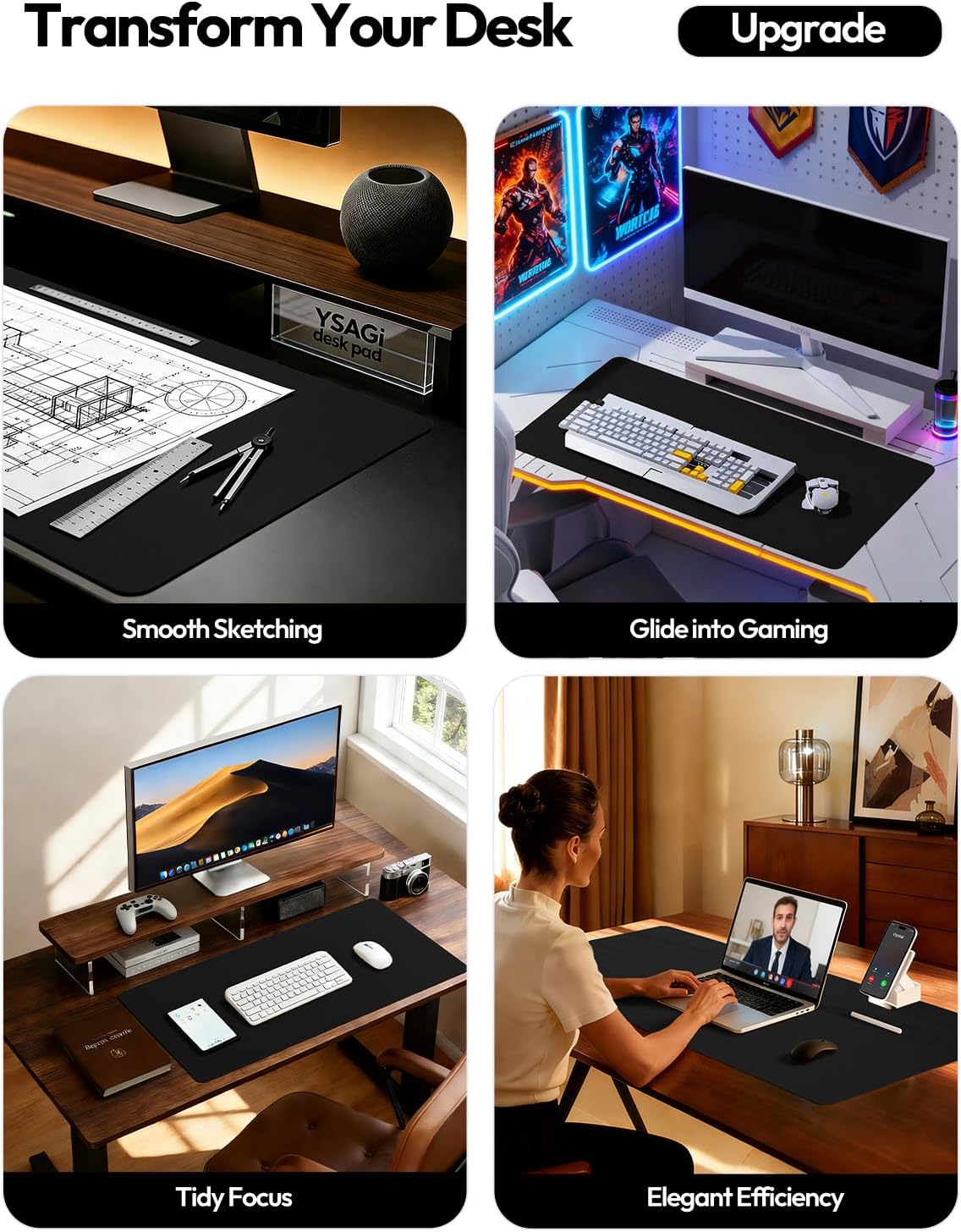 Large PU Leather Desk Pad Prot - Desk Pad Leather Large 评论和价格