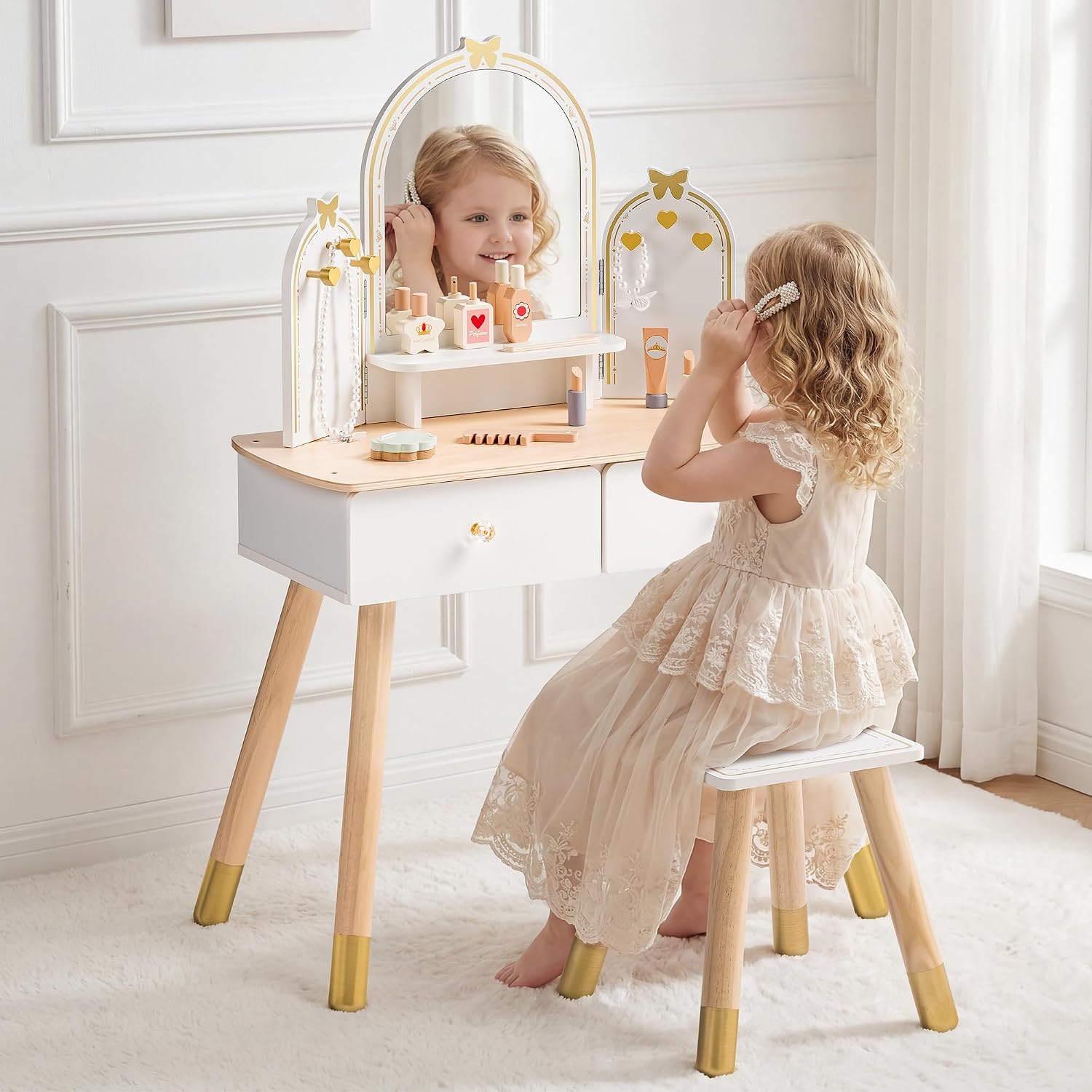 ROBOTIME White Kids Vanity Set - Desk Vanity Setup 评论和价格