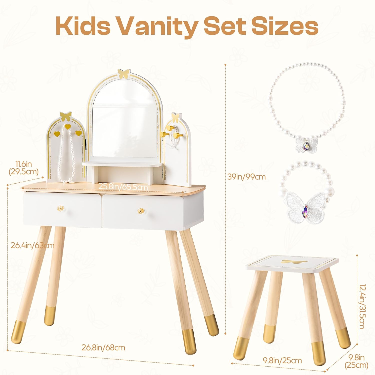 ROBOTIME White Kids Vanity Set - Desk Vanity Setup 评论和价格