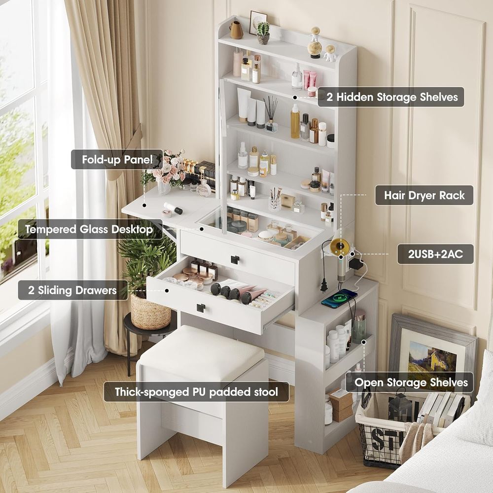 Vabches Small Makeup Vanity De - Desk Vanity Setup 评论和价格