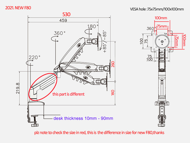 NEW NB F80 17-30' Desktop LED  - Desk Setup Monitor Arm 评论和价格