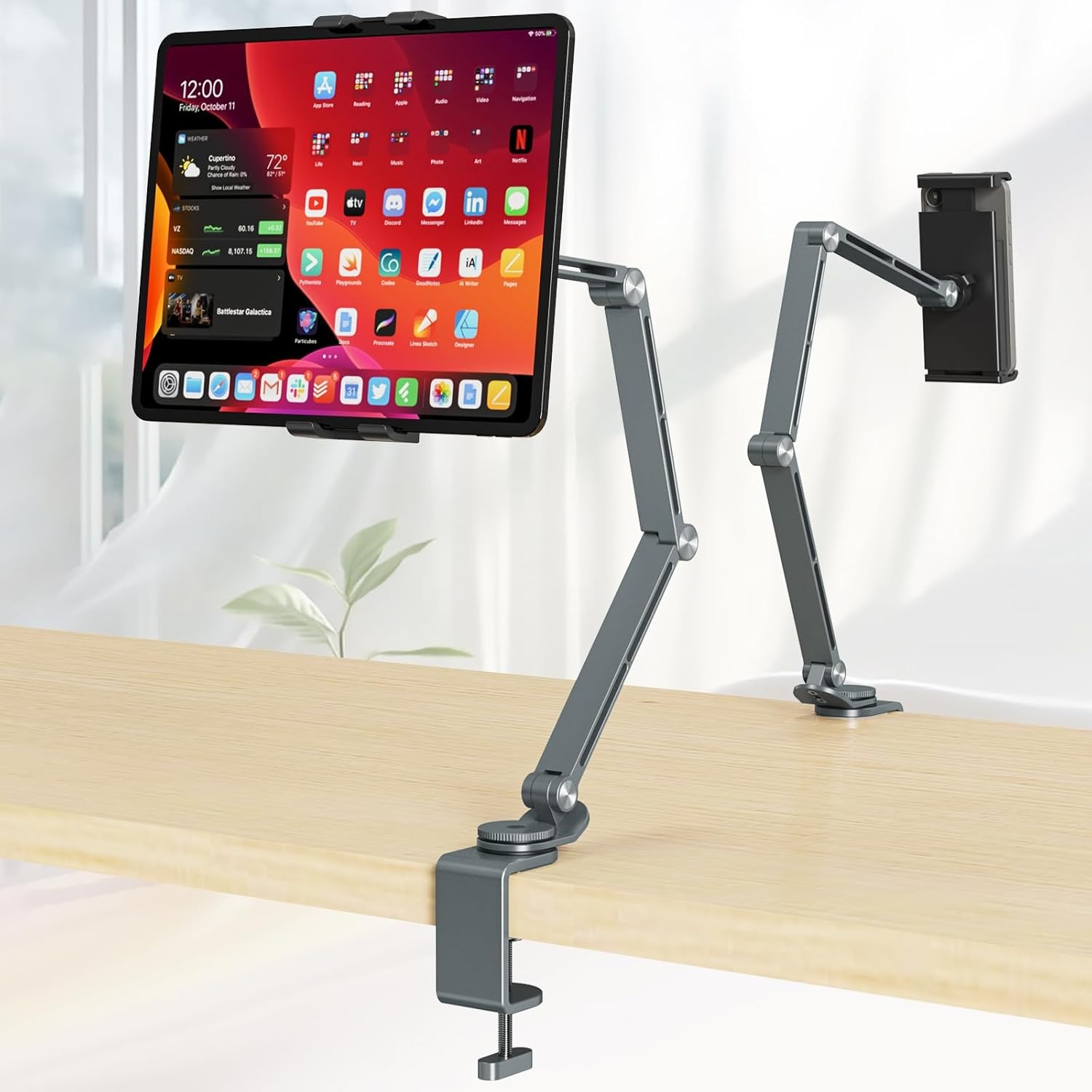 iPad Mount for Desk Aluminum A - Desk Setup Monitor Arm 评论和价格