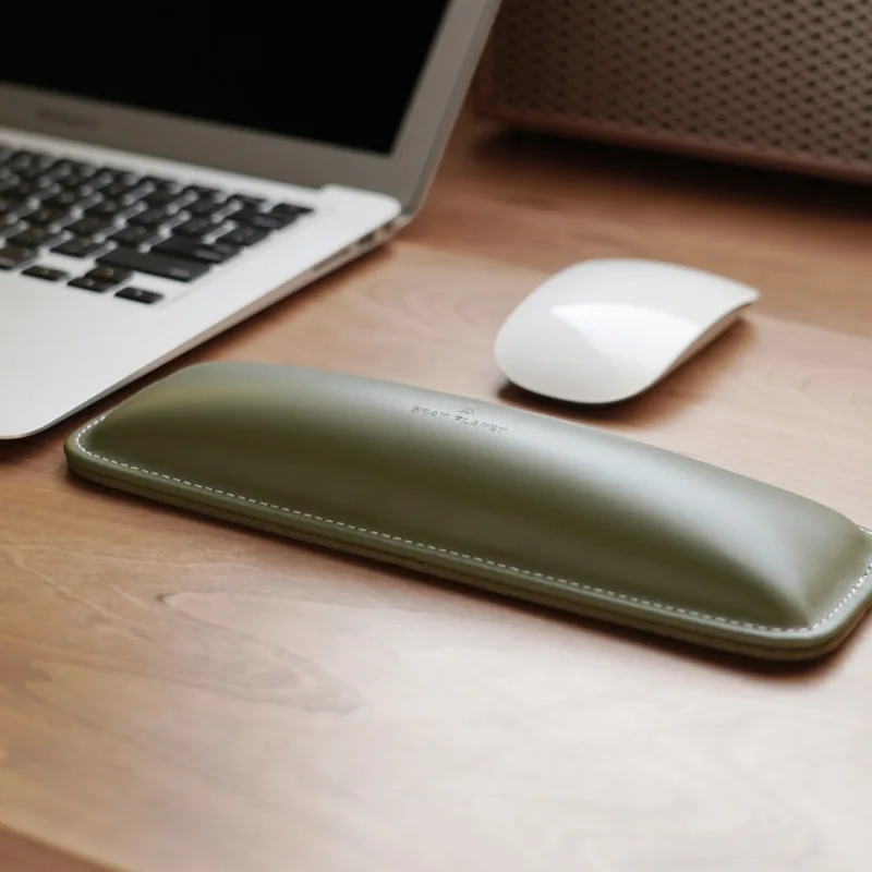 Genuine Leather Wrist Rest Top - Ergonomic Desk Setup Keyboard 评论和价格