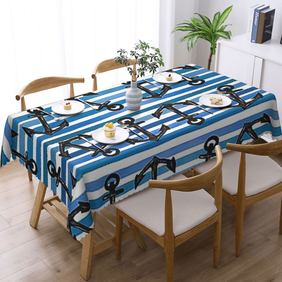 Nautical Blue Anchors Rectangu - Desk Setup Wallpaper 评论和价格