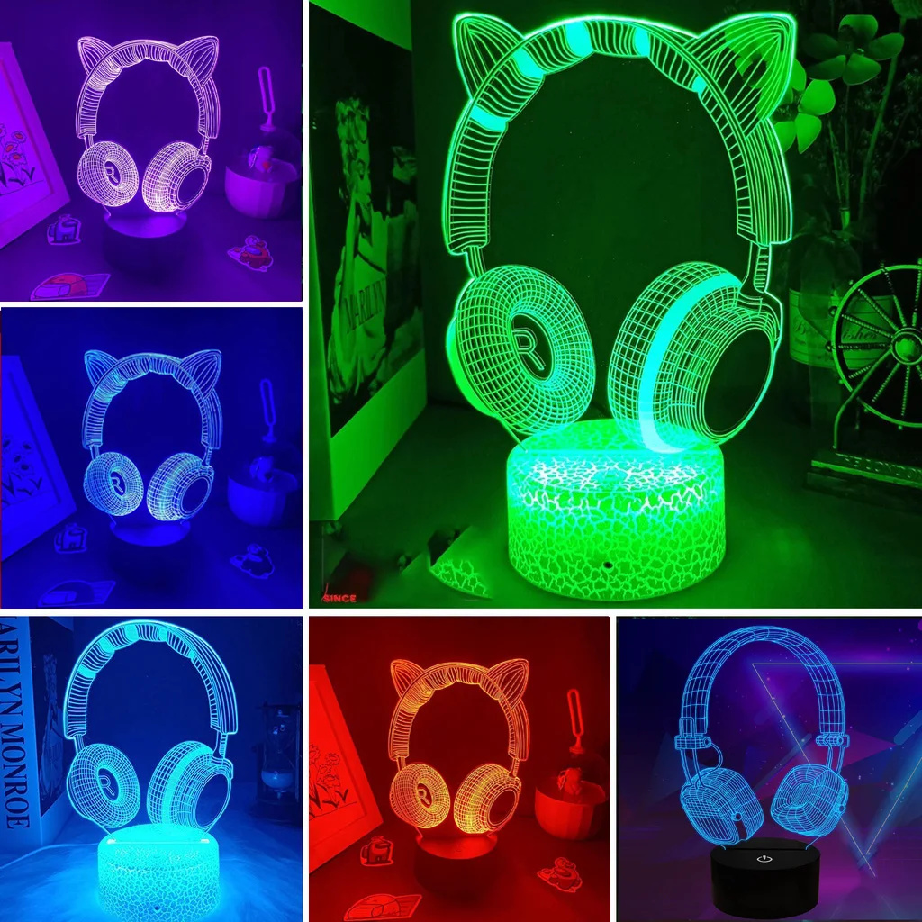 New Headphones 3D Illusion Nig - Desk Setup Kids 评论和价格
