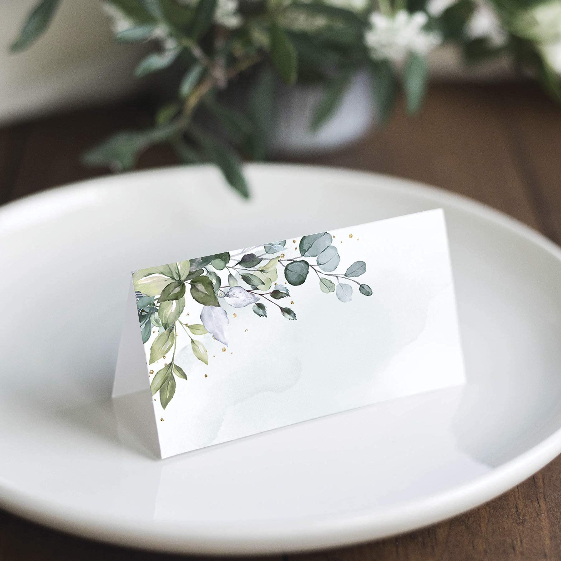 Green Leaf Watercolor Wedding  - Desk Setup Green 评论和价格
