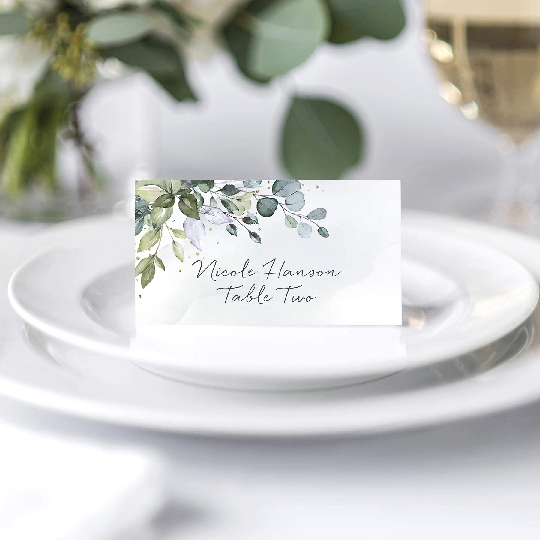 Green Leaf Watercolor Wedding  - Desk Setup Green 评论和价格