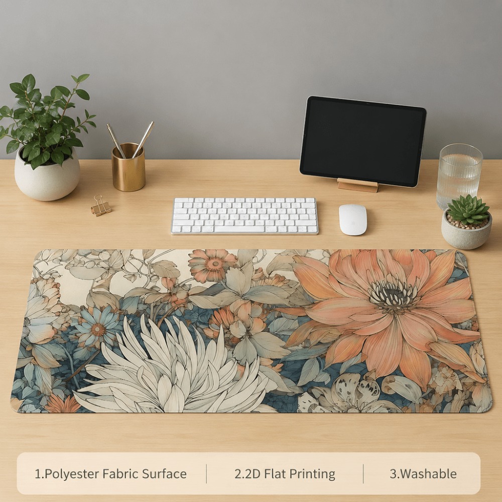 Retro floral table mat, featur - Desk Setup For Work 评论和价格