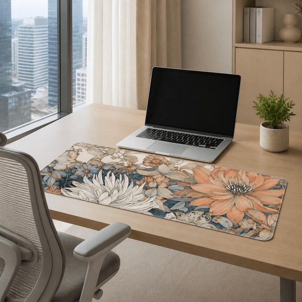 Retro floral table mat, featur - Desk Setup For Work 评论和价格