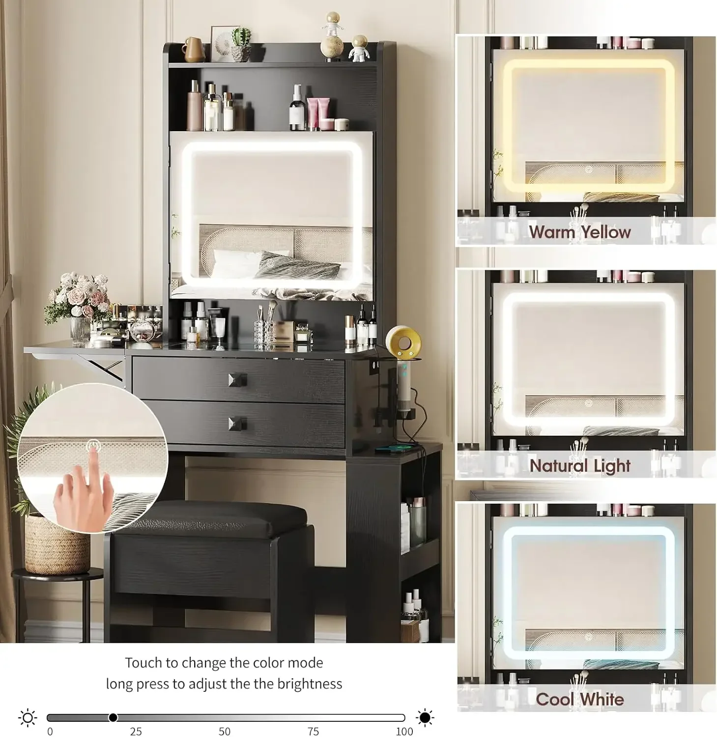 Small Makeup Vanity Desk, 3 Ad - Desk Vanity Setup 评论和价格
