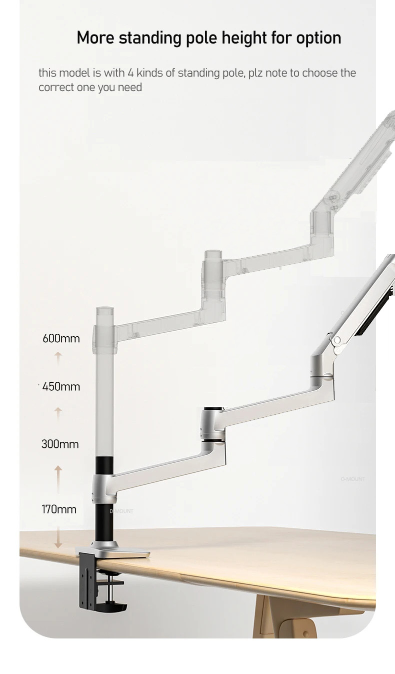 (1098mm) DL-8014 Mechanical Sp - Desk Setup Monitor Arm 评论和价格