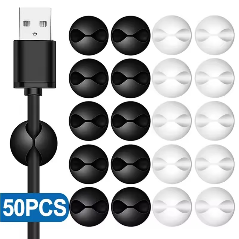 5/50Pcs Desktop Wall Cable Cli - Headphone Hook Under 评论和价格
