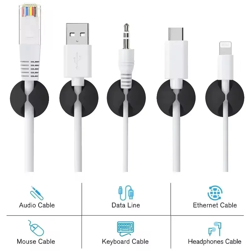 5/50Pcs Desktop Wall Cable Cli - Headphone Hook Under 评论和价格