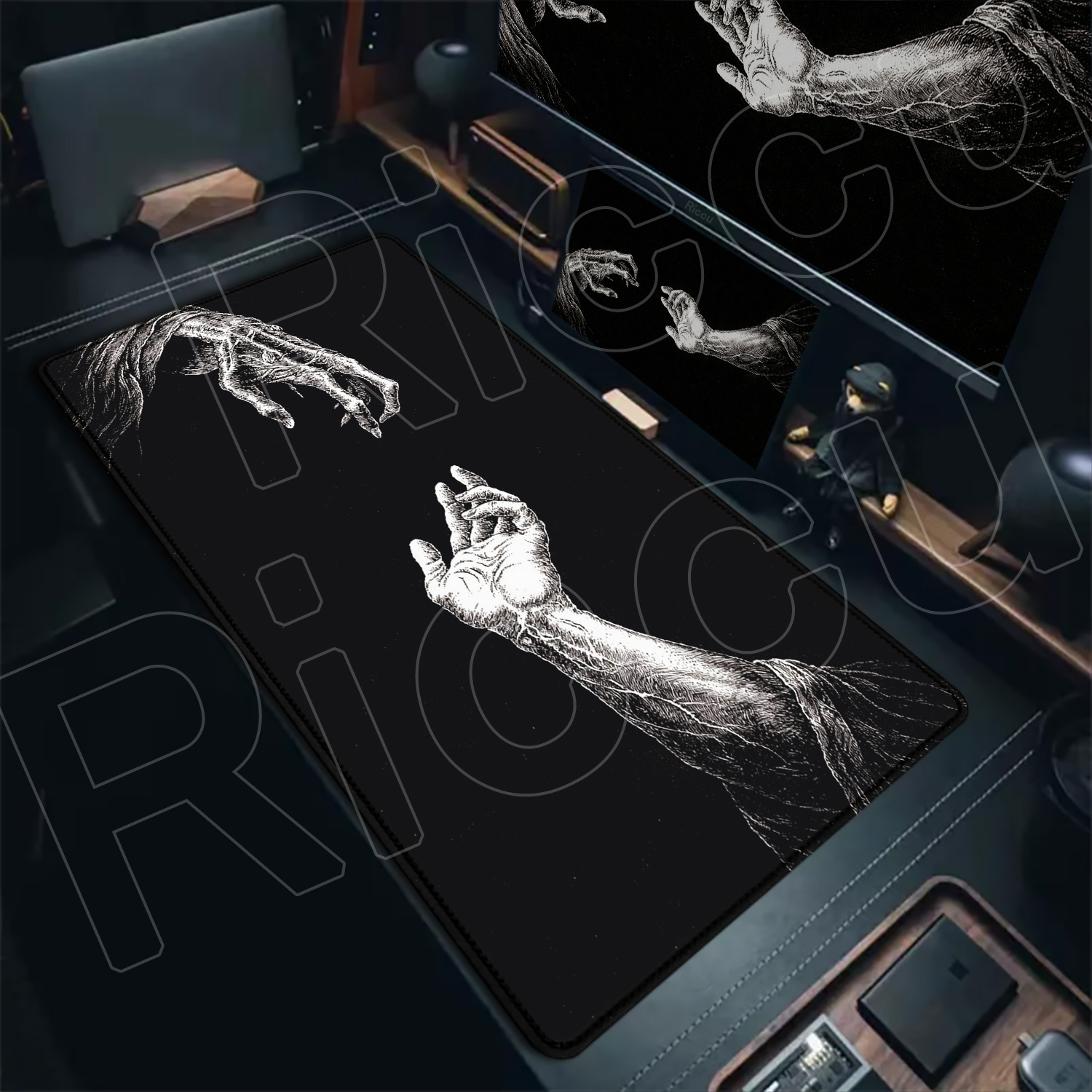 HD Large Black White XXL Gothi - Desk Setup Keyboard 评论和价格