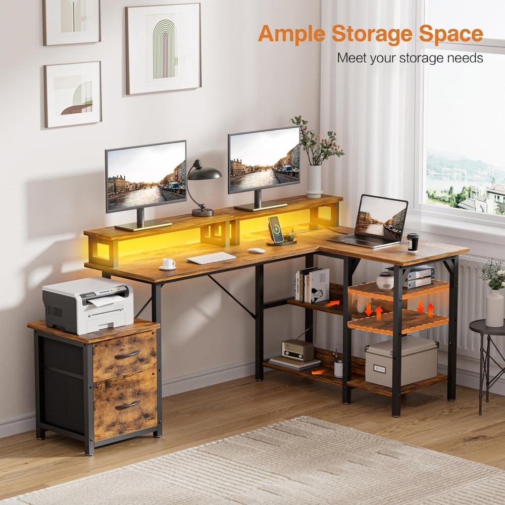 Office Desk with File Drawers& - Desk Setup Corner 评论和价格